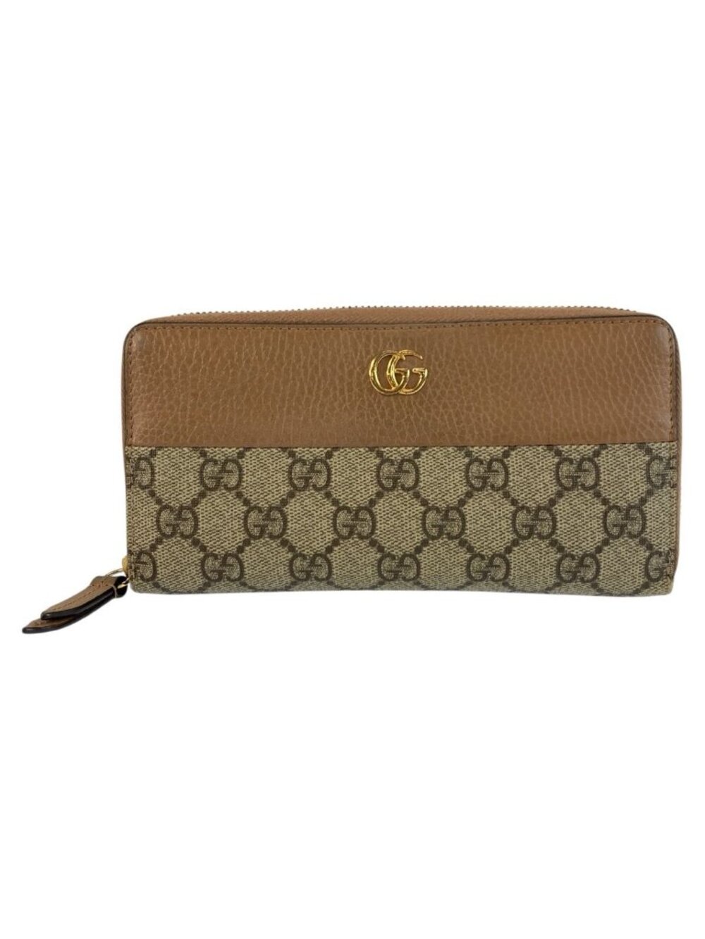 Gucci GG Marmont Beige Gold Supreme Canvas Wallet